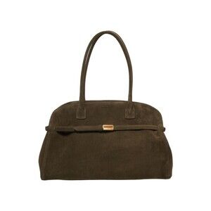 Orciani Suede Handbag With Decorative Gold Buckle And Structured Design - NWT